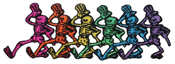 Grateful Dead Row of Dancing Skeletons 9 Inch Iron On Patch