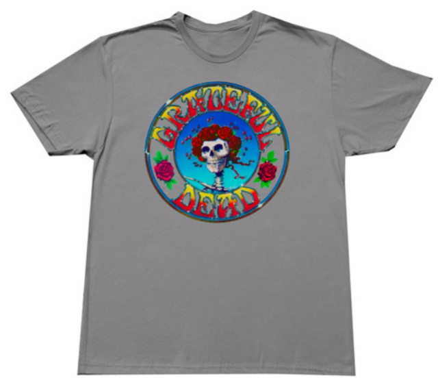 Grateful Dead - Bertha With Roses Light Gray T Shirt