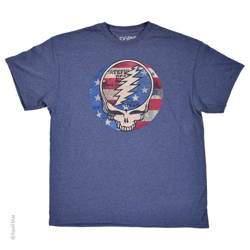Grateful Dead - USA Distressed Blue T Shirt