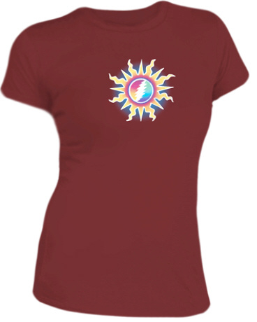 Grateful Dead - Sunshine Lightning Junior Size Burgundy T Shirt