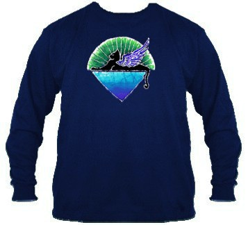Jerry Garcia Winged Cat Long Sleeve (Size Small) Dark Blue  T Shirt