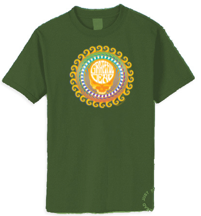 Grateful Dead - Steal Your Face Orange Olive Green T Shirt