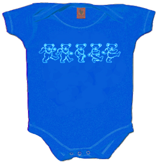 Grateful Dead - Row Of Dancing Bears Blue Baby Romper