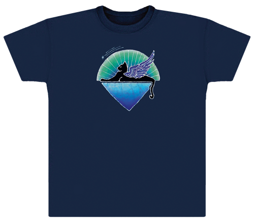 Jerry Garcia - Winged Cat Art Navy T Shirt